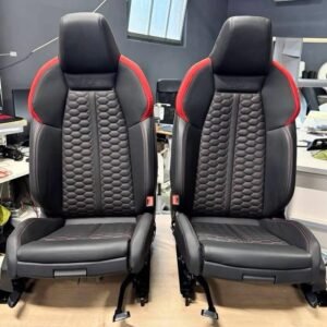 Transform your original Audi seat into an RS6 GT-inspired carbon bucket seat. Custom materials and design while retaining compatible factory electrical functions.